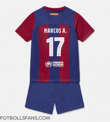 Barcelona Marcos Alonso #17 Replika Hemmatröja Barn 2023-24 Kortärmad (+ Korta byxor)